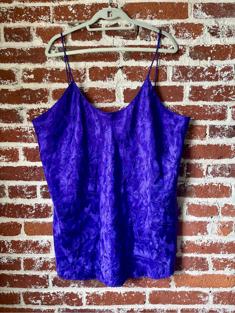 Vintage Royal Purple Floral Long Camisole / Short Slip Dress - Picture 3 of 6